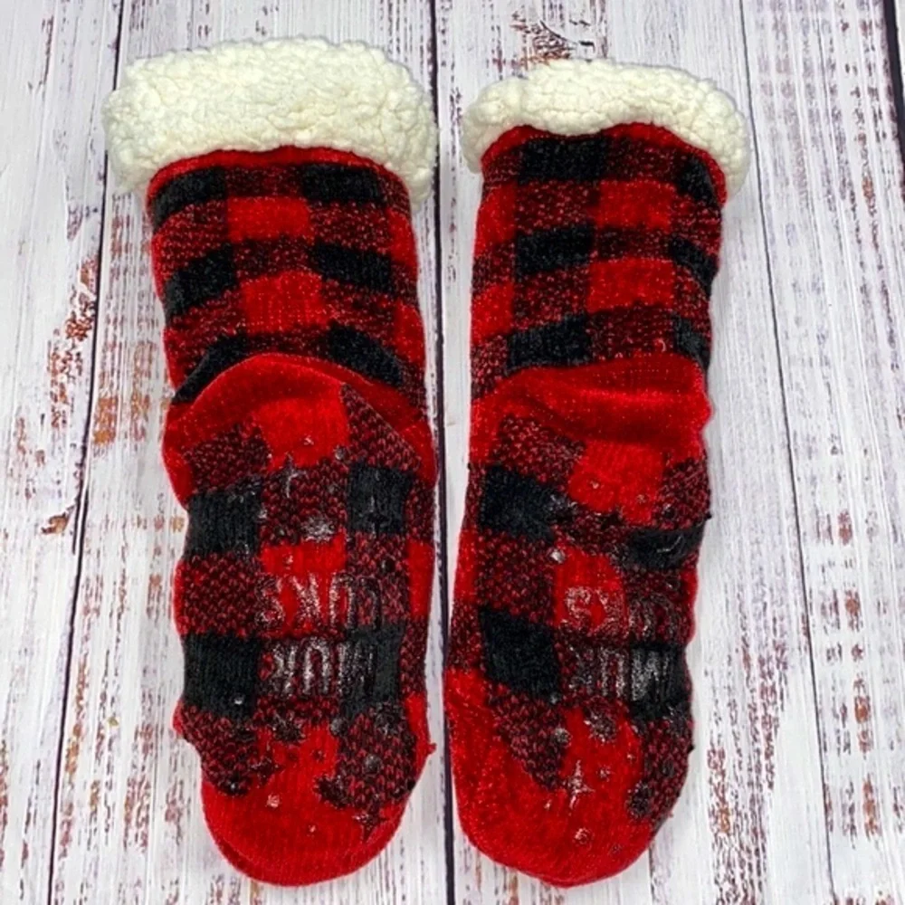 Muk Luks red fluffy socks